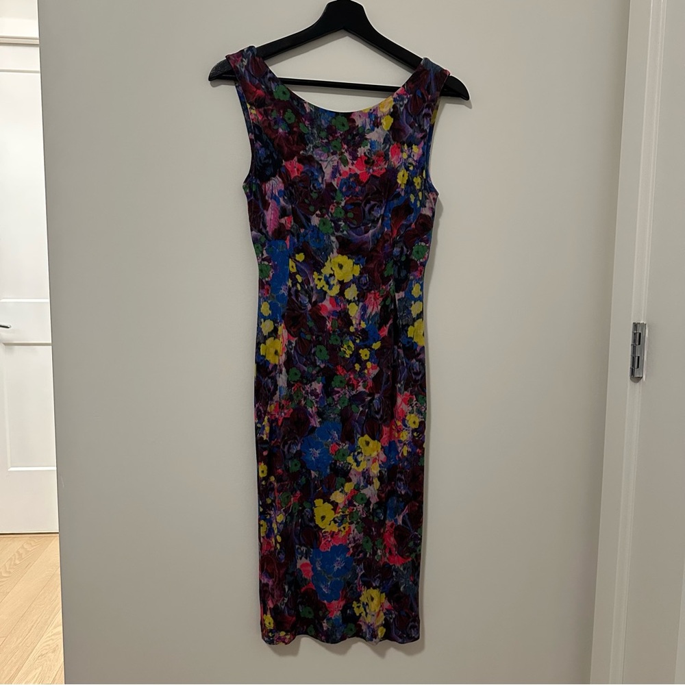Erdem Bright Floral Multicolor Sleeveless Midi Dress size 6